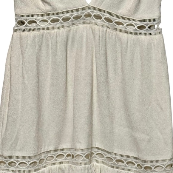 STONE COLD FOX Gabriel Boho Plunging V-Neck Lace Insert Cutout Ruffle Mini Dress - Picture 6 of 12